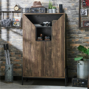 Industrial 18 Pair Shoe Storage Cabinet Pantry Cabinet Storage Cabinet with Door and Shelf for Living Room Kitchen