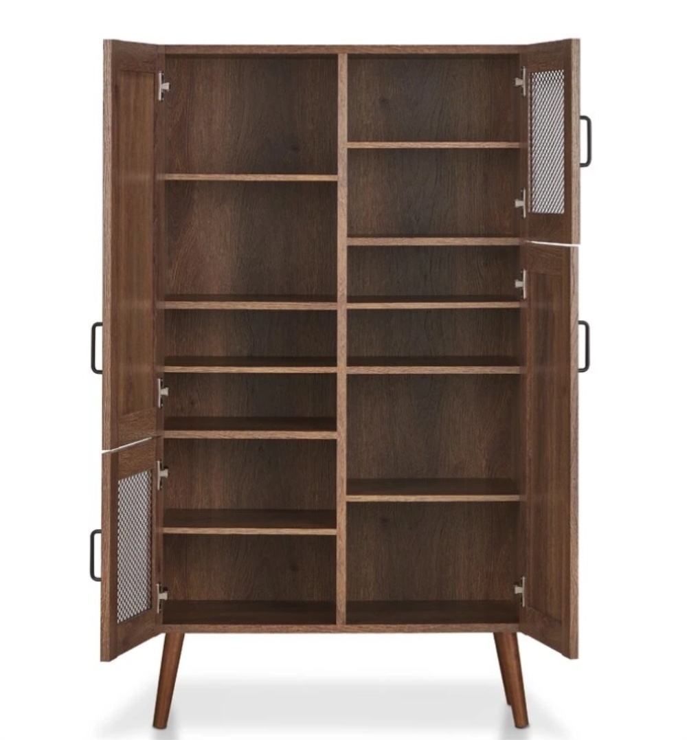 Distressed Walnut MDF 20 Pair Shoe Storage Cabinet for Bedroom Living Room Home Office Kitchen