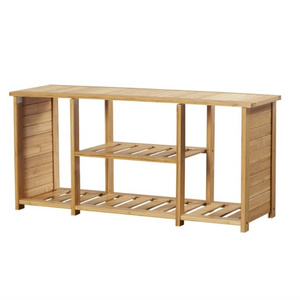 All Bamboo 6 Pair Shoe Rack Bench 2-Tier Storage Shoe Shelf for Living Room Entryway Hallway Bench Seat with Shoe Storage Shelf