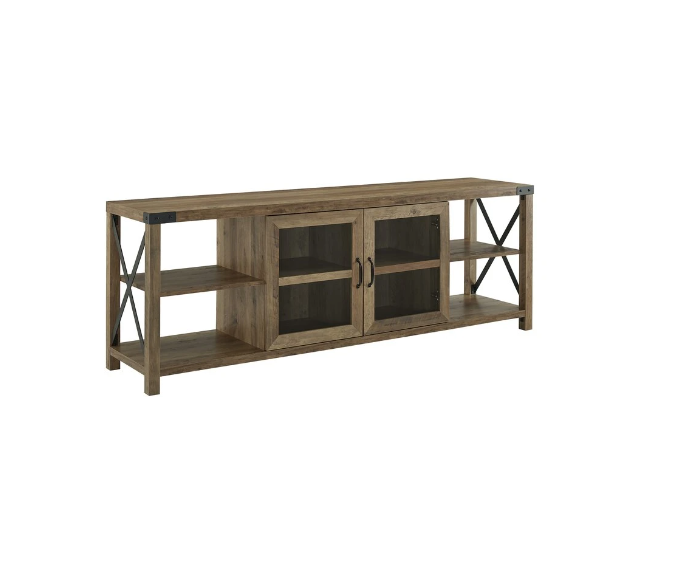 Living Room Furniture Reclaimed Wooden TV Stand with Glass Door for TVs up to 78 Inches Farmhouse Wood/Metal TV Table