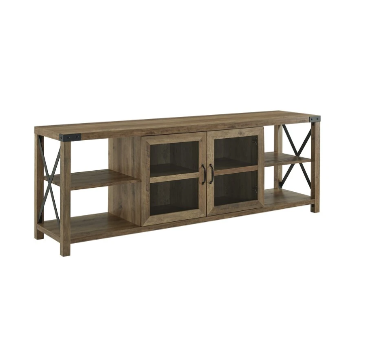 Living Room Furniture Reclaimed Wooden TV Stand with Glass Door for TVs up to 78 Inches Farmhouse Wood/Metal TV Table