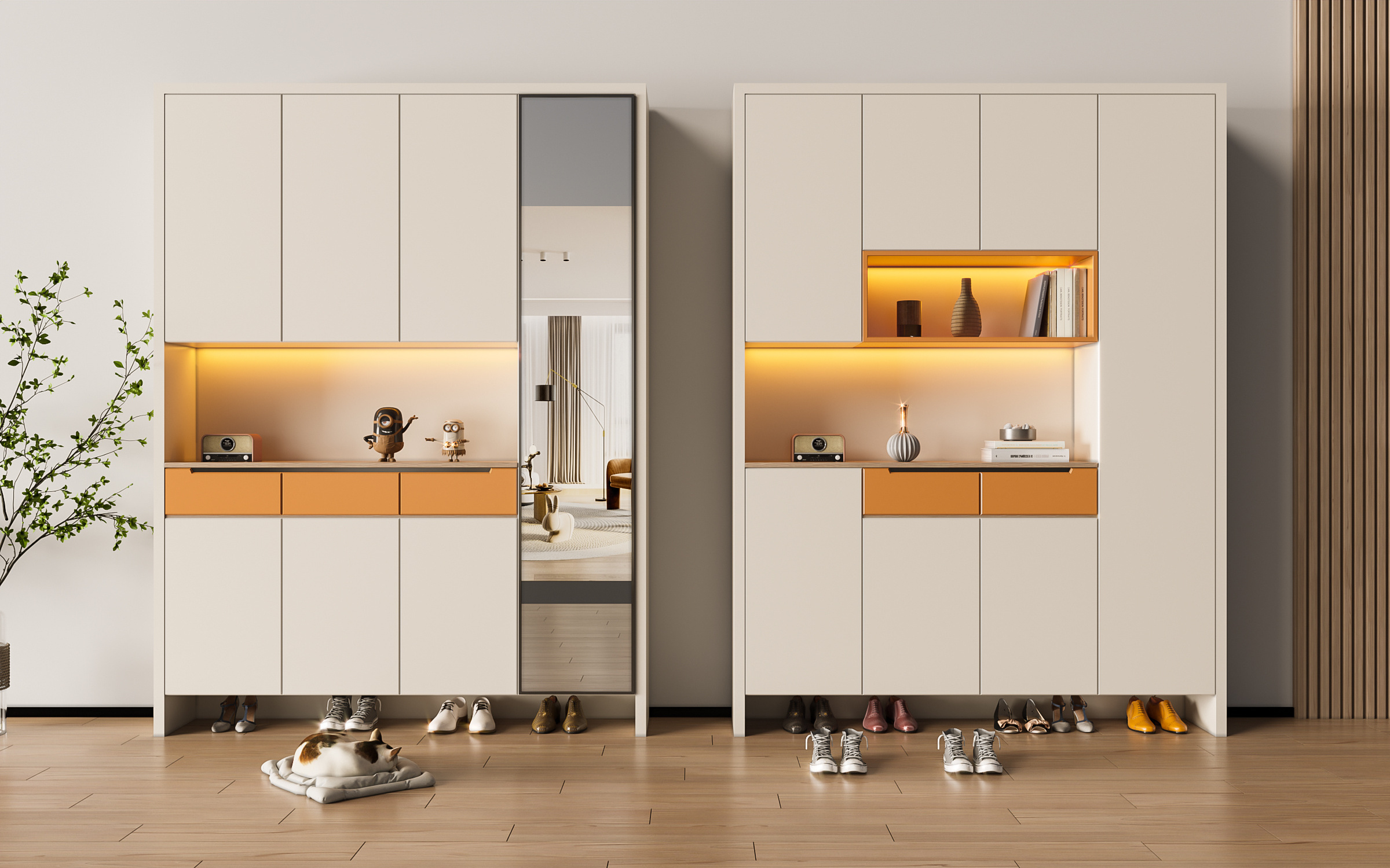 Light luxury shoe cabinet with door storage modern simple doorway entrance locker foyer storage balcony locker