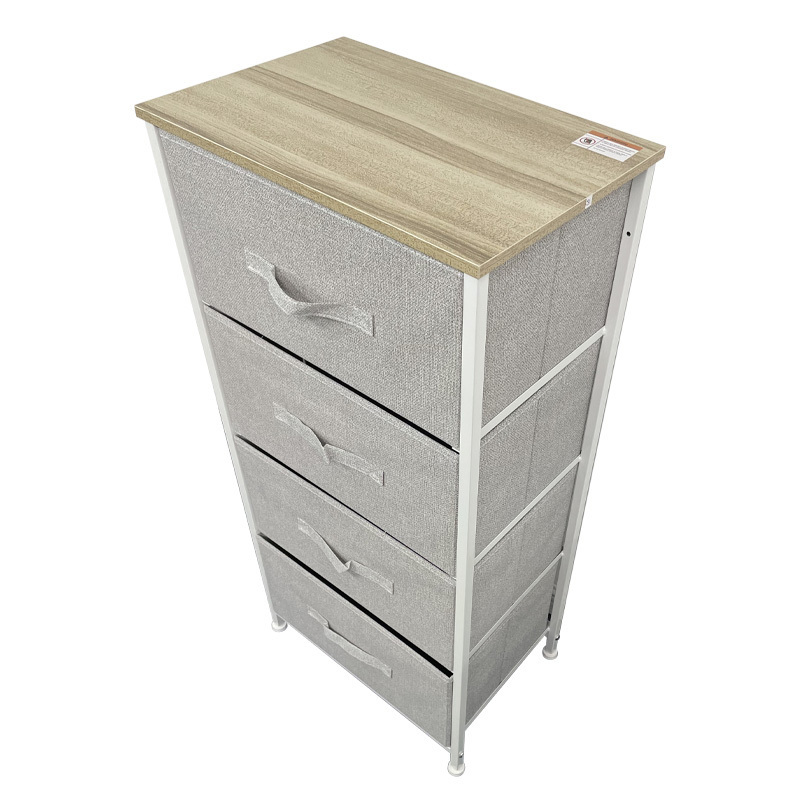 4 Drawers Storage Tower Organizer Fabric Dresser Bedroom Hallway Entryway Closets Sturdy Steel Frame Wood Top Easy Pull Handle