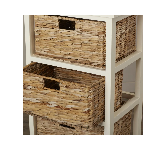 5 Accent Chest Wicker Basket Drawers with Rattan Rush Straw Baskets Drawers Wholesale Bathroom Cabinets Wooden Storage Tower