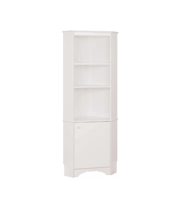 White UV Painting Antique Tall 1-Door Corner Storage Cabinet Living Room Home Furniture Bedroom Corner Cabinet