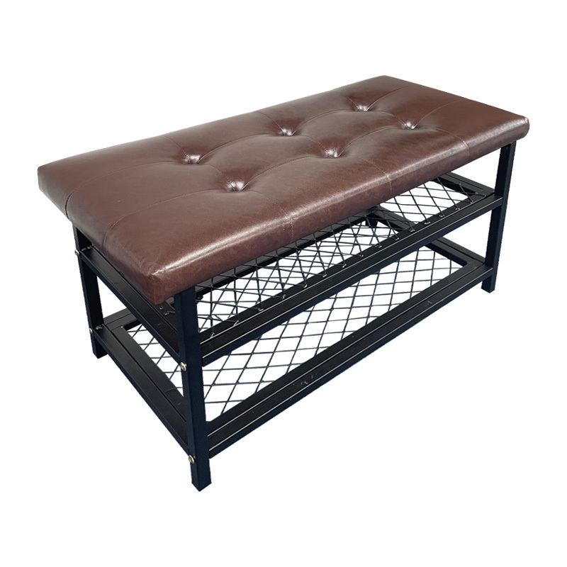 Shoe Bench Storage Entryway Bench with PU Leather Shoe Rack Organizer with Adjustable Shelves for Living Room Bedroom