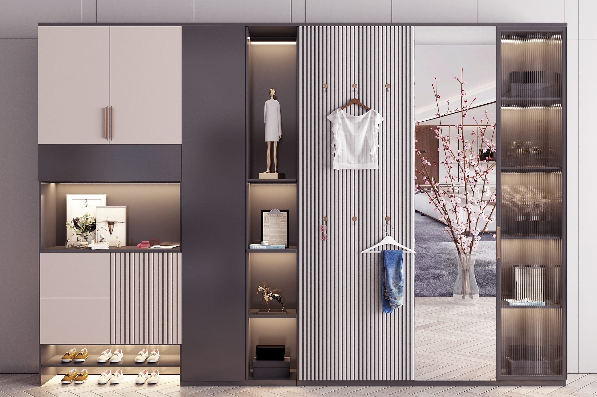 Light luxury shoe cabinet with door storage modern simple doorway entrance locker foyer storage balcony locker