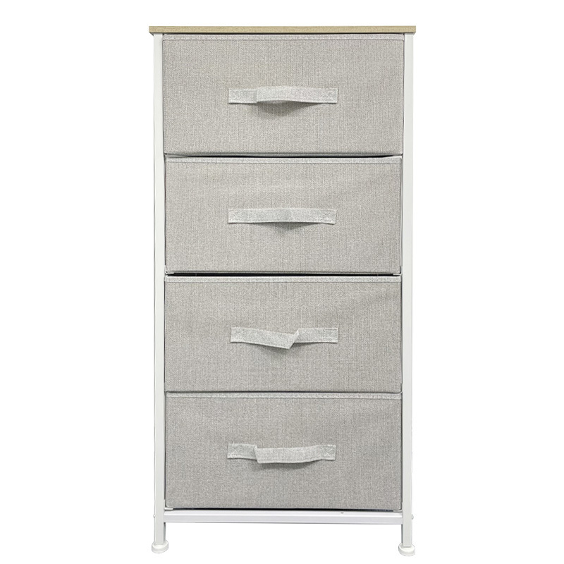 4 Drawers Storage Tower Organizer Fabric Dresser Bedroom Hallway Entryway Closets Sturdy Steel Frame Wood Top Easy Pull Handle