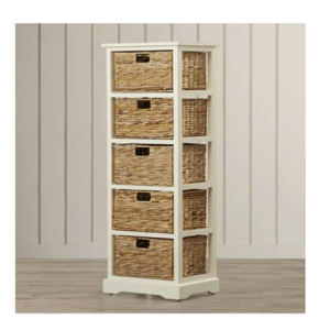 5 Accent Chest Wicker Basket Drawers with Rattan Rush Straw Baskets Drawers Wholesale Bathroom Cabinets Wooden Storage Tower