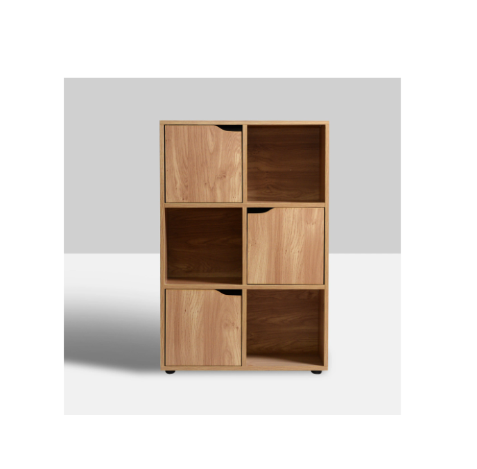 Cheap Modern Wooden Bookcase for Sale 6 Wooden Cube Storage Unit Display Shelves Cupboard Doors Bookcase Shelving High Quality