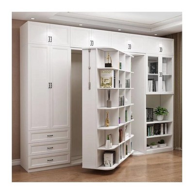 Bookcase wardrobe rotating invisible bed multifunctional rotating bed nap hidden folding bed integrated in one