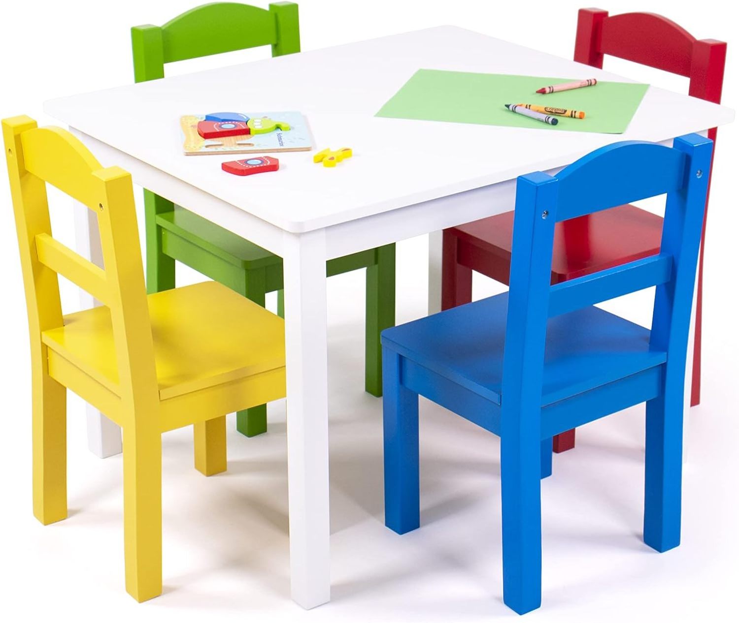 Kids Wood Table 4 Chair Set Primary Wholesale Kindergarten Daycare School Kid Study Furniture Wooden Children Table 4 Chair set