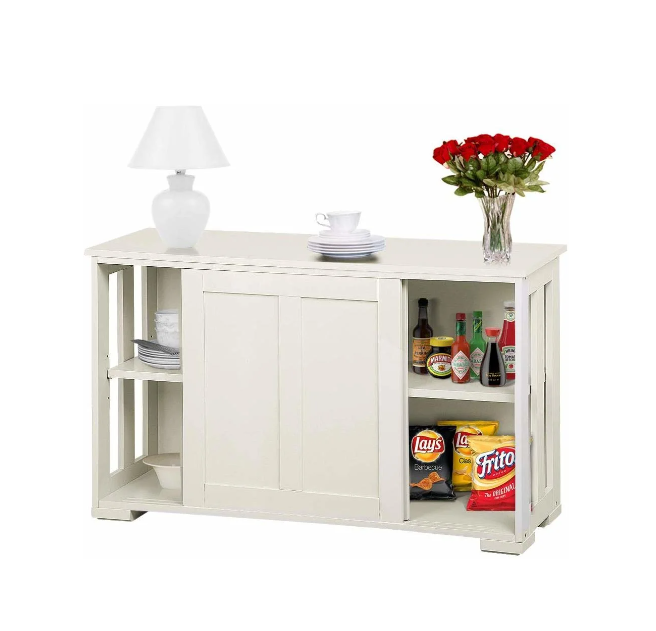 Buffet Storage Cabinet Kitchen Stackable Sideboard with Sliding Door Cupboard Pantry Storage Containers Coffee Bar Credenza