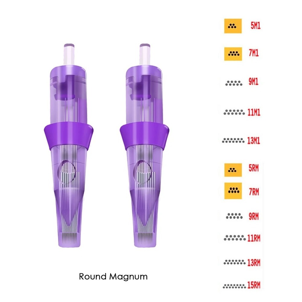 Hadiyah Factory Disposable Tattoo Cartridges Needles Standard Size Round Magnum Needle Cartridges For Tattoo Machine Grip