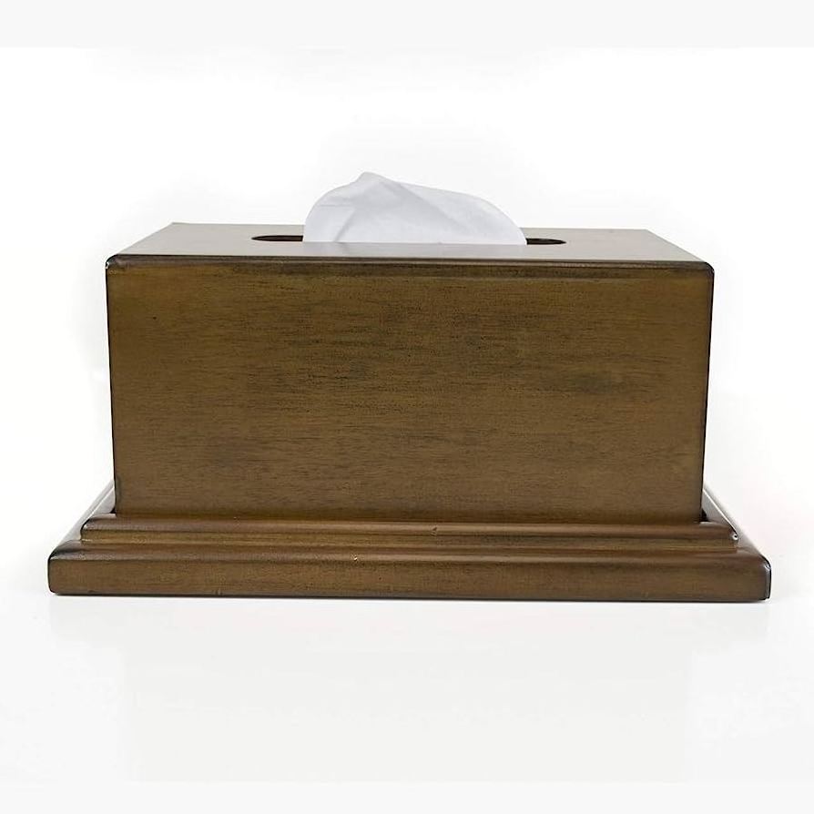 Wooden Tissue Box Rectangle Napkin Tissue Holder Facial Tissue Dispenser Box with Bamboo Wood Lid