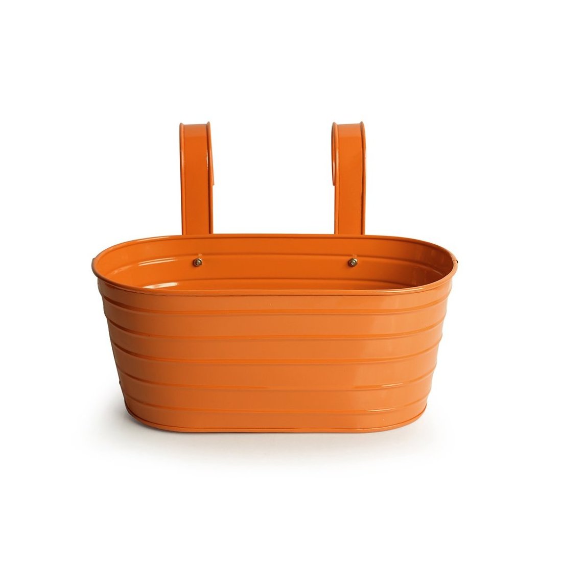 Wholesale manufacture metal planter pot hanger orange color metal Garden Pots & Planters railing hanger