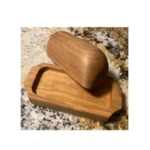 New Design wood Butter box dish with wooden lid and knife butter organizer ceramic butter box Wholesale supplier