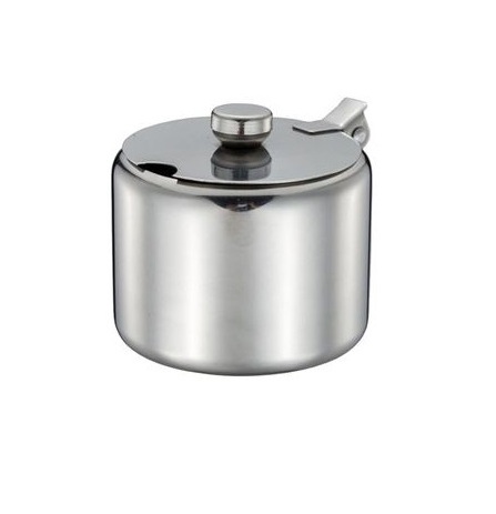 High quality stainless steel sugar& salt bowl seasoning container salt and pepper bowl from stainless steel lid and spoon