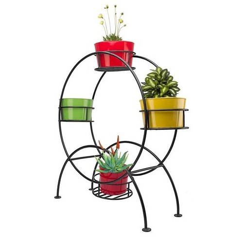 Metal Flower Pot Garden red and yellow Metal Wall Planter Hanging Pots modern design balcony decorate item