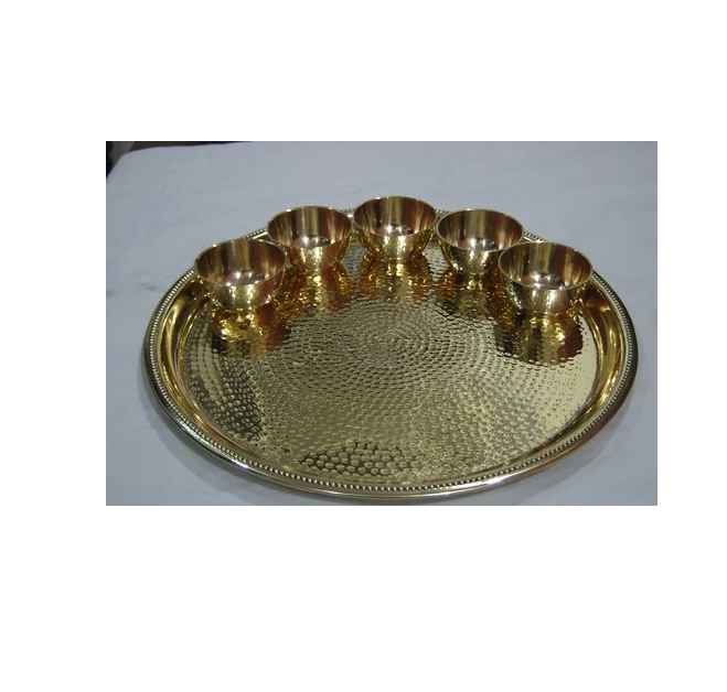 High quality brass dinner set Traditional Brass Indian Dinner Set wholesale latest design serving dinner set