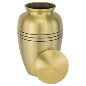 Reasonable price brass cremation urn round shape golden finished memorial urn antique metal adult urns for funeral supplies