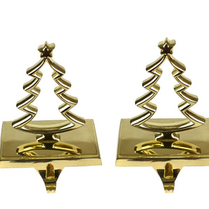 Gold brass hook holder modern design Christmas tree shaped home decorate and towel hanger hook hanger