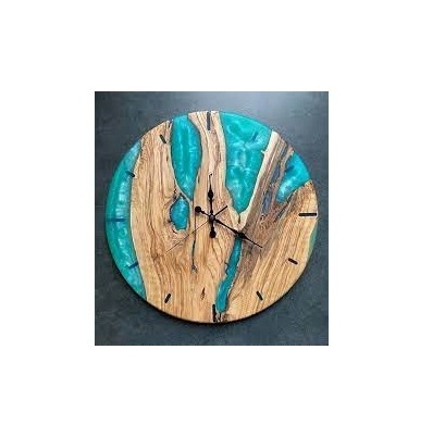 High quality epoxy resin wall clock restaurant and custom logo Home Decor resin wood wall clock for cheap price