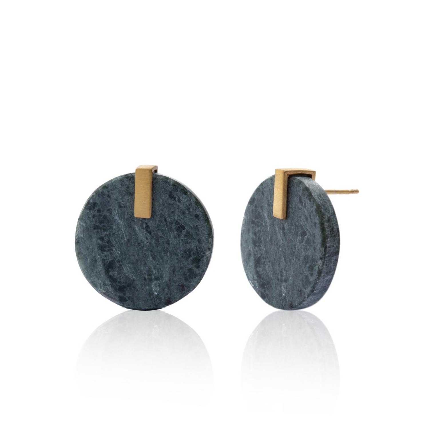 Marble and brass earring fashionable design 100% white stone modern design marble & brass earring jewelry