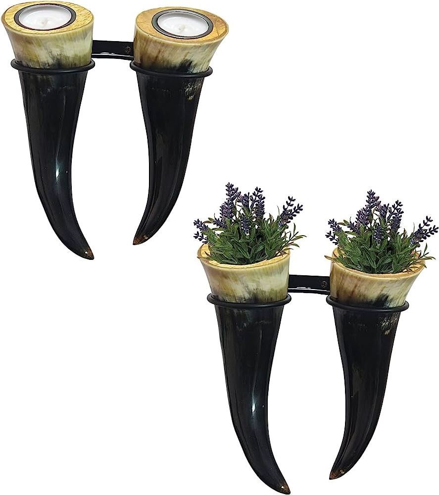 High quality horn flower vase outdoor bedroom decor wall mounted cow & Ox horn flower vase at cheap price