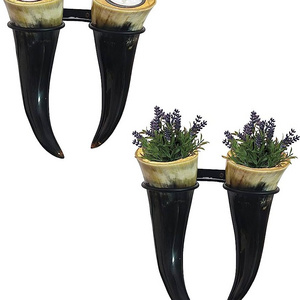 High quality horn flower vase outdoor bedroom decor wall mounted cow & Ox horn flower vase at cheap price