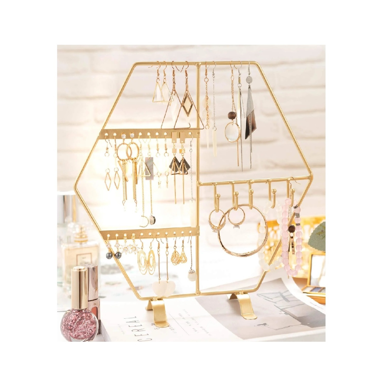 New design brass earring holder stand for Earring Hanger with Brass Hooks Jewelry Holder Sand for wholesale