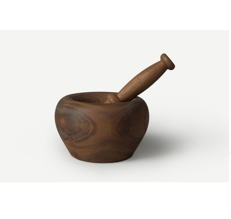 Rustic wood Mortar and Pestle Handmade Crush Spices Garlic Smasher for customized size and cheap price