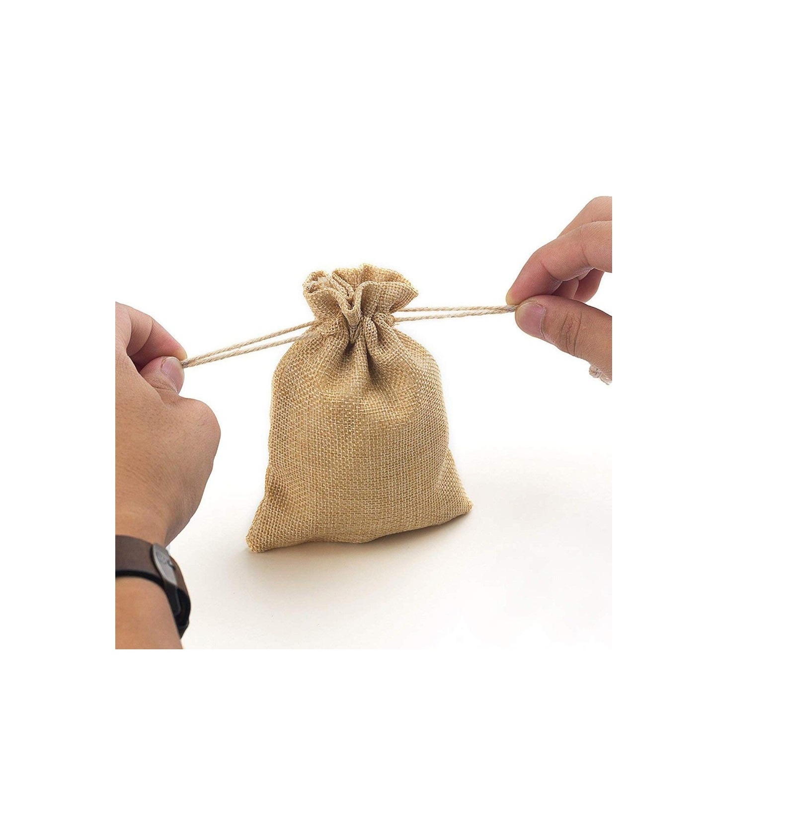 100% Nature Linen jute Gift Packing Bag Rope Handle Tote Shopping Bag for Parties Gift Packing Jute Bag