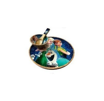 Top selling wooden yellow printed plate for customized dinnerware and with enamel print wooden bowl for dinner table use