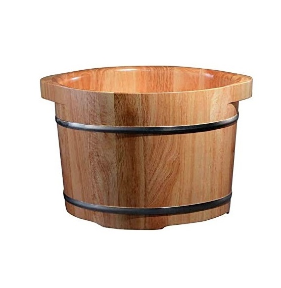 100% Natural wooden foot rest bucket for Pedicure Spa And Foot Massager solid acacia wood bucket at low price