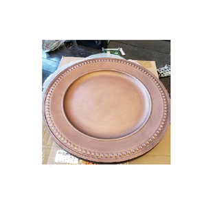 Copper charger plate top selling product rose gold color 100% handicraft copper charger plate