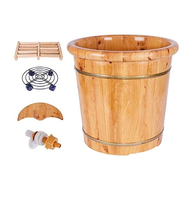 Hot Sale Wooden Pedicure Foot bucket for hand and feet cake and Soaking Bath Bucket For Spa Massager wood bucket