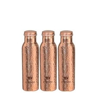 Copper Water Bottle With Time Marker 1 Liter  Water bottles Free  sample copper bottle with handmade use polished and 2 glass