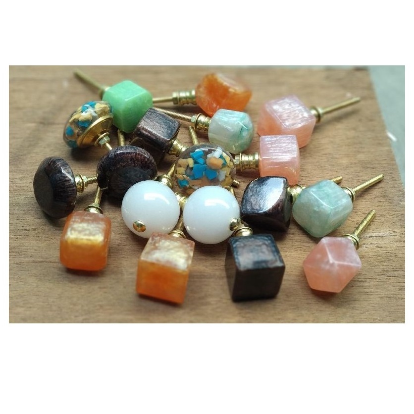 New Design Wood and Resin Cupboard Door Knobs Cabinet Pull Handles multi color knob best polished and prices