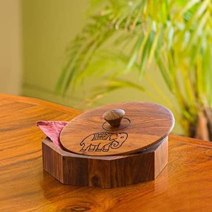 Wood roti box for printed lid box storage containers box set wooden Carved wood lid and customized unpolished