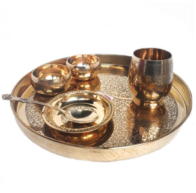 High quality brass dinner set Traditional Brass Indian Dinner Set wholesale latest design serving dinner set