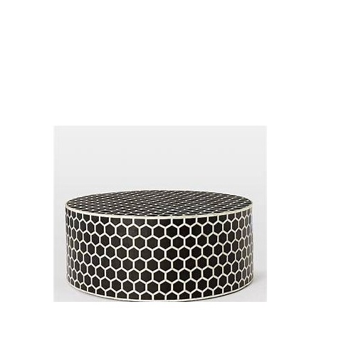 MDF Bone Inlay Stool Modern Good Quality Living Room Round Stool With Wooden Stand For Bedroom Decor bone inlay table