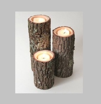 Wooden Tea light Holder For Home Decor acacia wood round candle holder rustic with tree bark candle holder