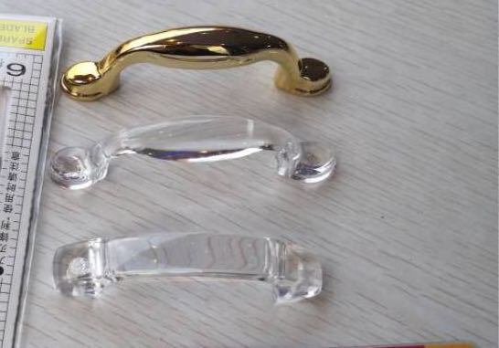 Modern design acrylic door handle handmade top furniture decorate acrylic Bathroom Cabinet Handle with Satin Brass Base