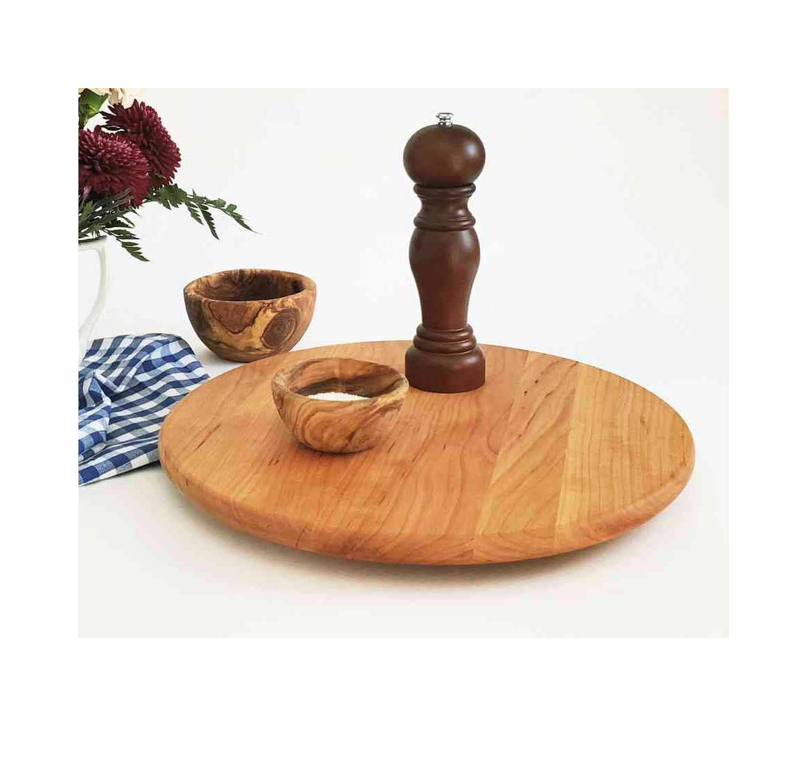 100% Real wooden lazy Susan for salt and milk Jar Racks & Shelving Units Round shaped handicraft best price