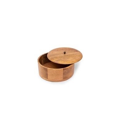 Modern Style round shape wood roti box Hot Stamping Logo Tea Bag Organizer Wood Storage Box Wooden Box for selling