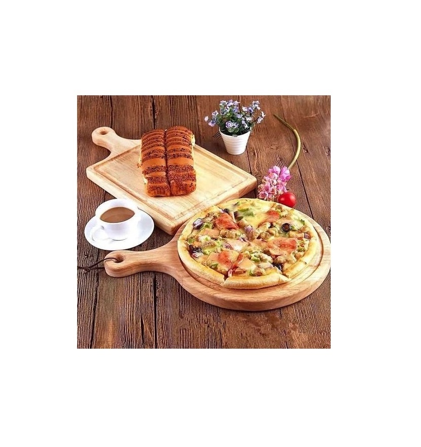 Acacia Wood Pizza Board Durable Wooden Pizza Peel with Handle Serving Tray and Cutting Board Pizza Peels for Sale