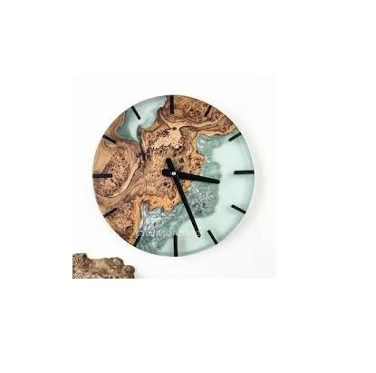 High quality epoxy resin wall clock restaurant and custom logo Home Decor resin wood wall clock for cheap price