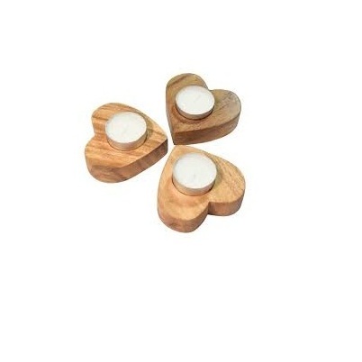 Round mango wood tea light candle holder acacia wooden candle holder for home decorate item at low price