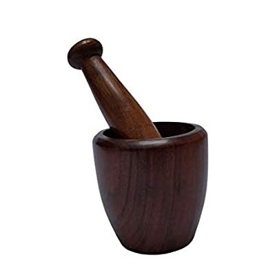 Rustic wood Mortar and Pestle Handmade Crush Spices Garlic Smasher for customized size and cheap price